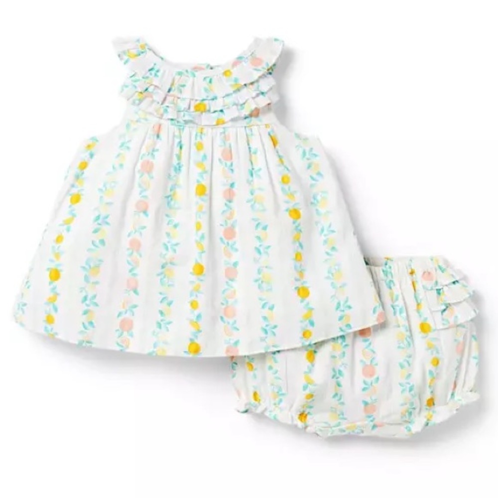 Janie and Jack Citrus Linen Matching Set 12-18 Months